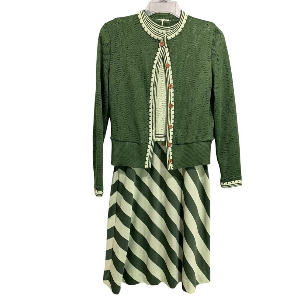 Medium Jonathan Logan Vintage 1960s Dress and Cardigan Stripe Retro Cosplay